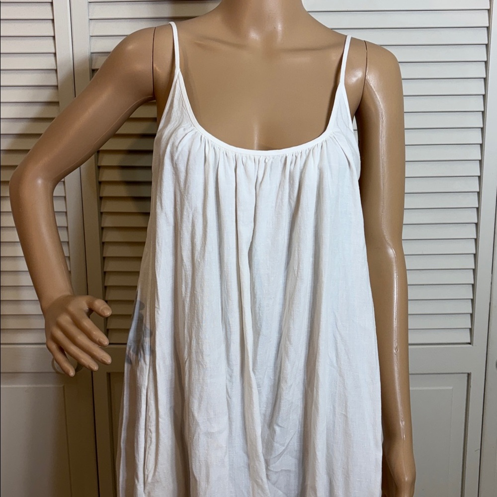 Another Tomorrow Gathered Summer Linen Maxi Dress Low Back Large - Picture 3 of 14